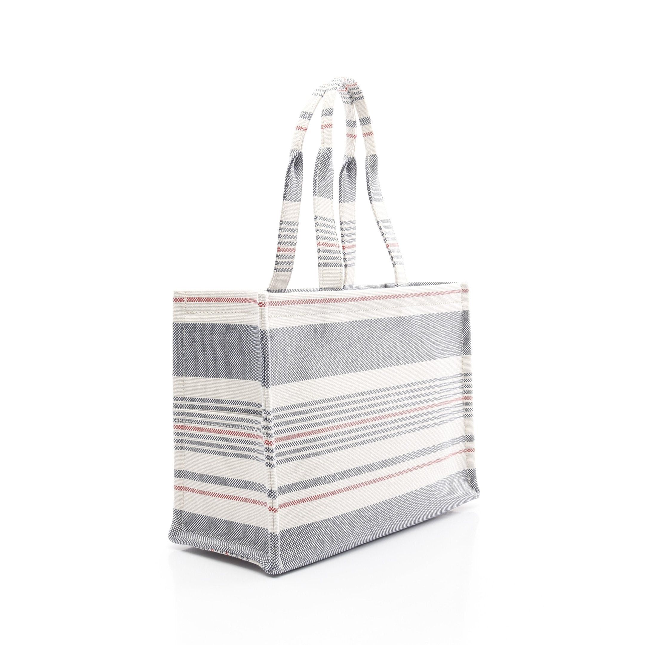 Celine Celine Large Cabas Hippo Triomphe Shoulder Bag Tote Stripes Canvas Leather Off White Navy Red Size ONE SIZE - 2 Thumbnail