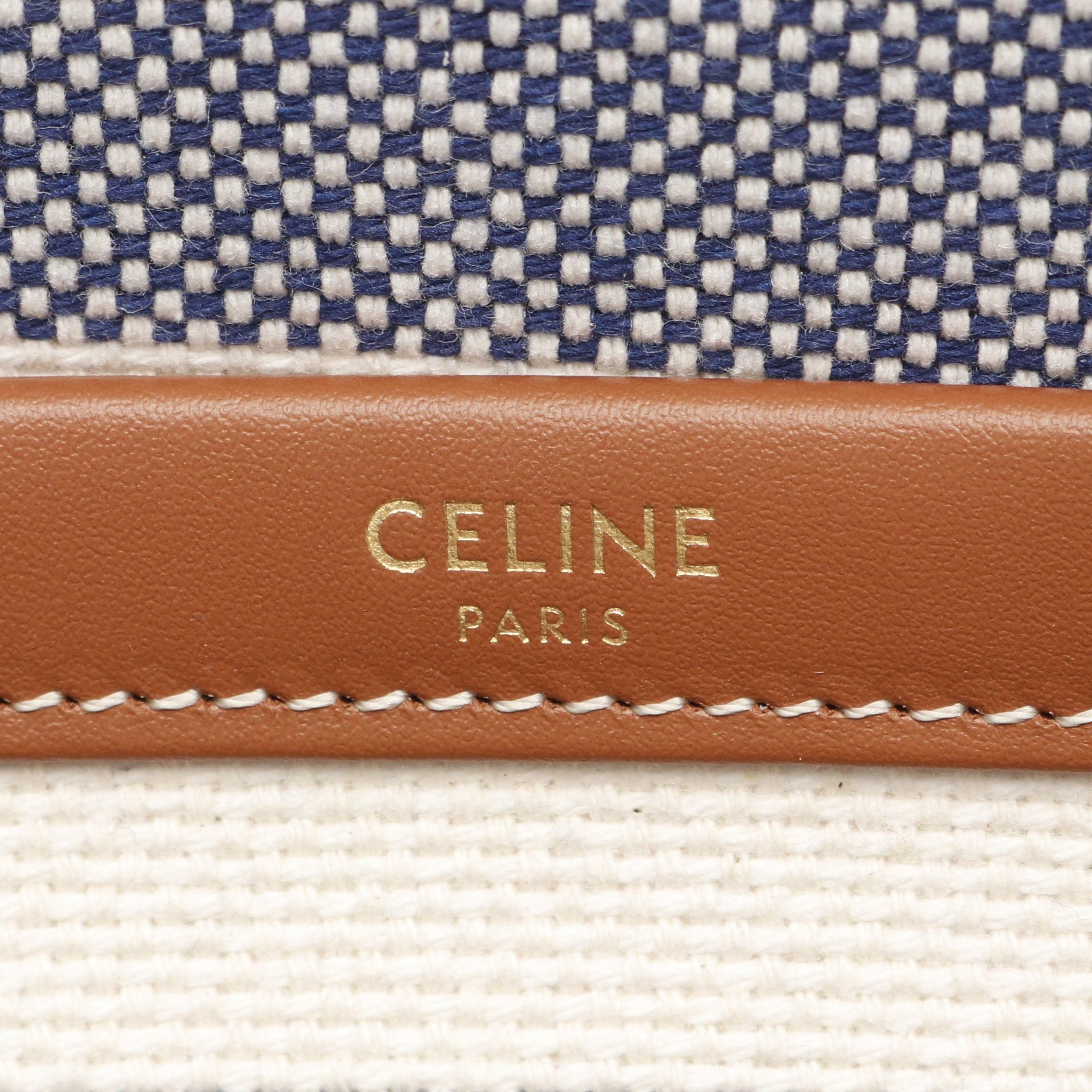 Celine Celine Large Cabas Hippo Triomphe Shoulder Bag Tote Stripes Canvas Leather Off White Navy Red Size ONE SIZE - 4 Thumbnail