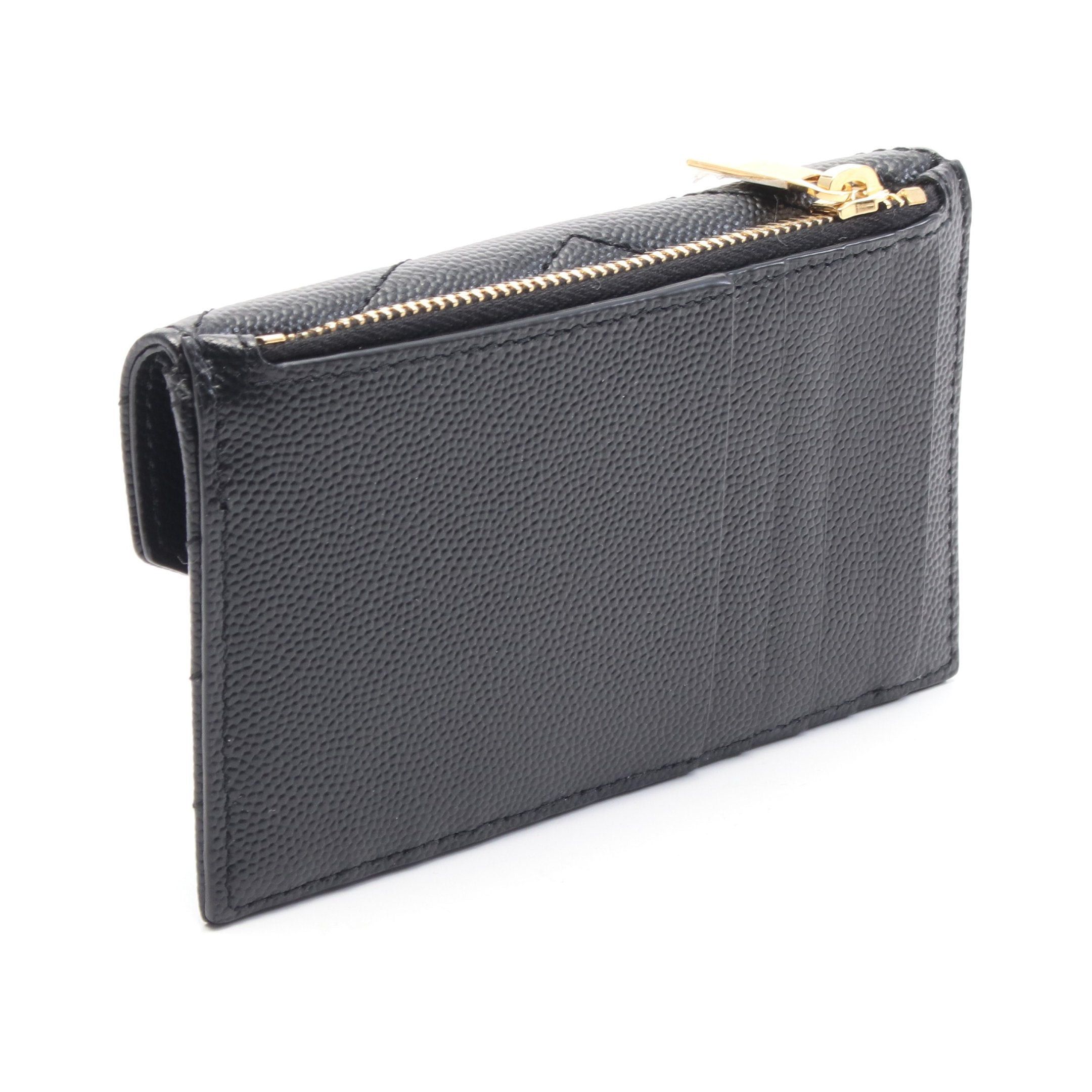 Yves Saint Laurent Yves Saint Laurent Monogram Fragment Coin Purse Card Case Leather Black Size ONE SIZE - 2 Thumbnail