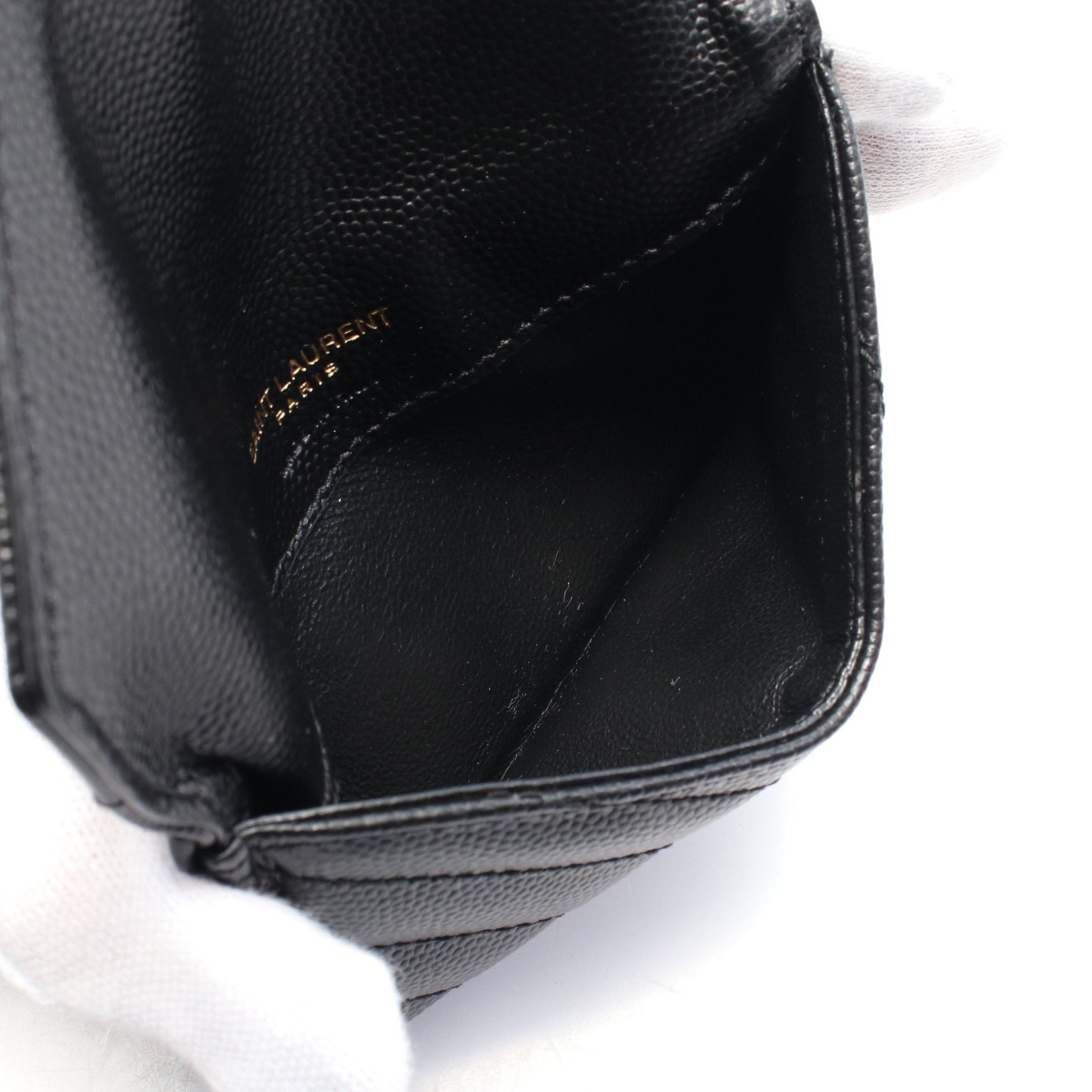Yves Saint Laurent Yves Saint Laurent Monogram Fragment Coin Purse Card Case Leather Black Size ONE SIZE - 3 Thumbnail