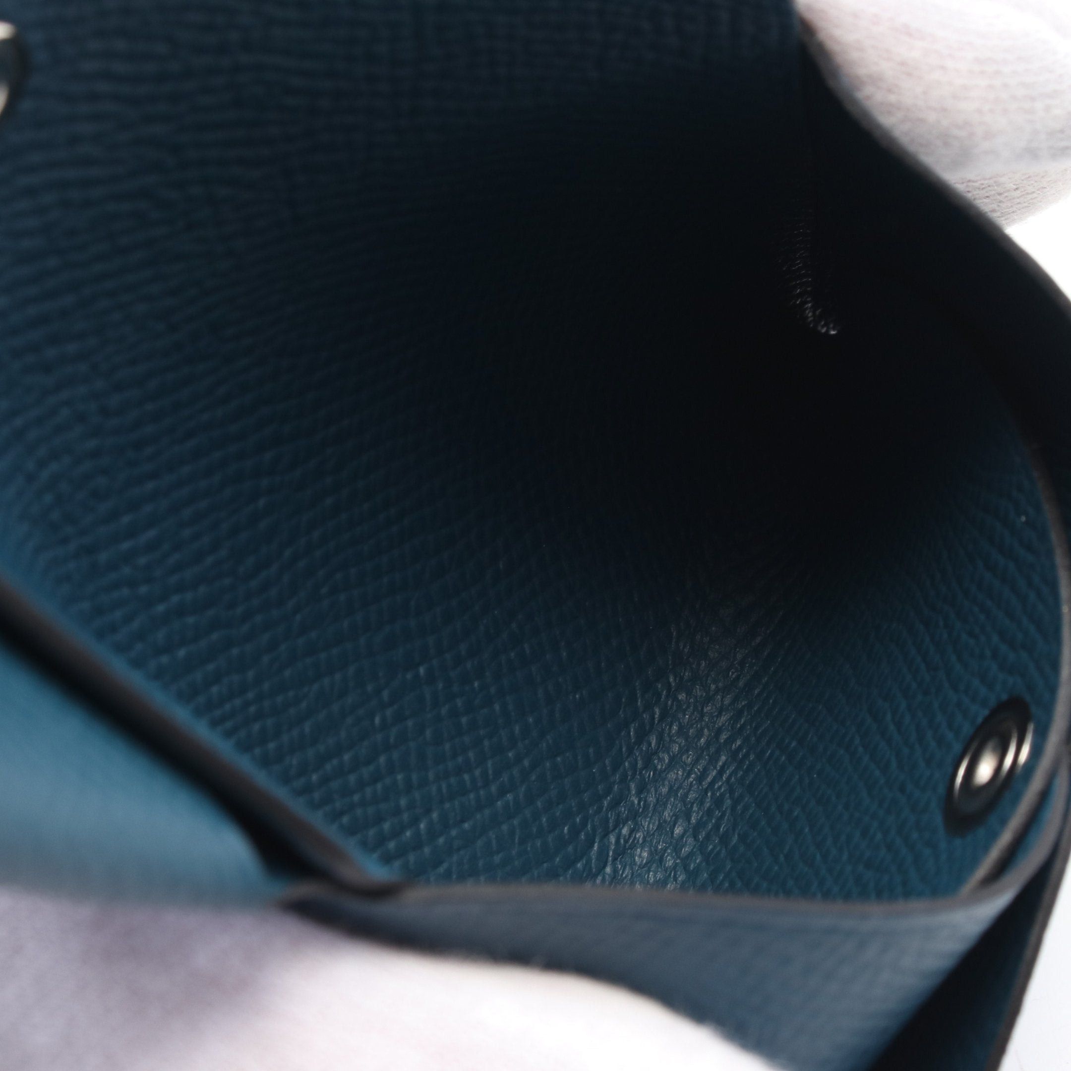 Hermes Hermes Calviduo Veil Bosphore Coin Purse Veau Epsom Blue Green Silver Hardware Double Engraved Size ONE SIZE - 3 Thumbnail