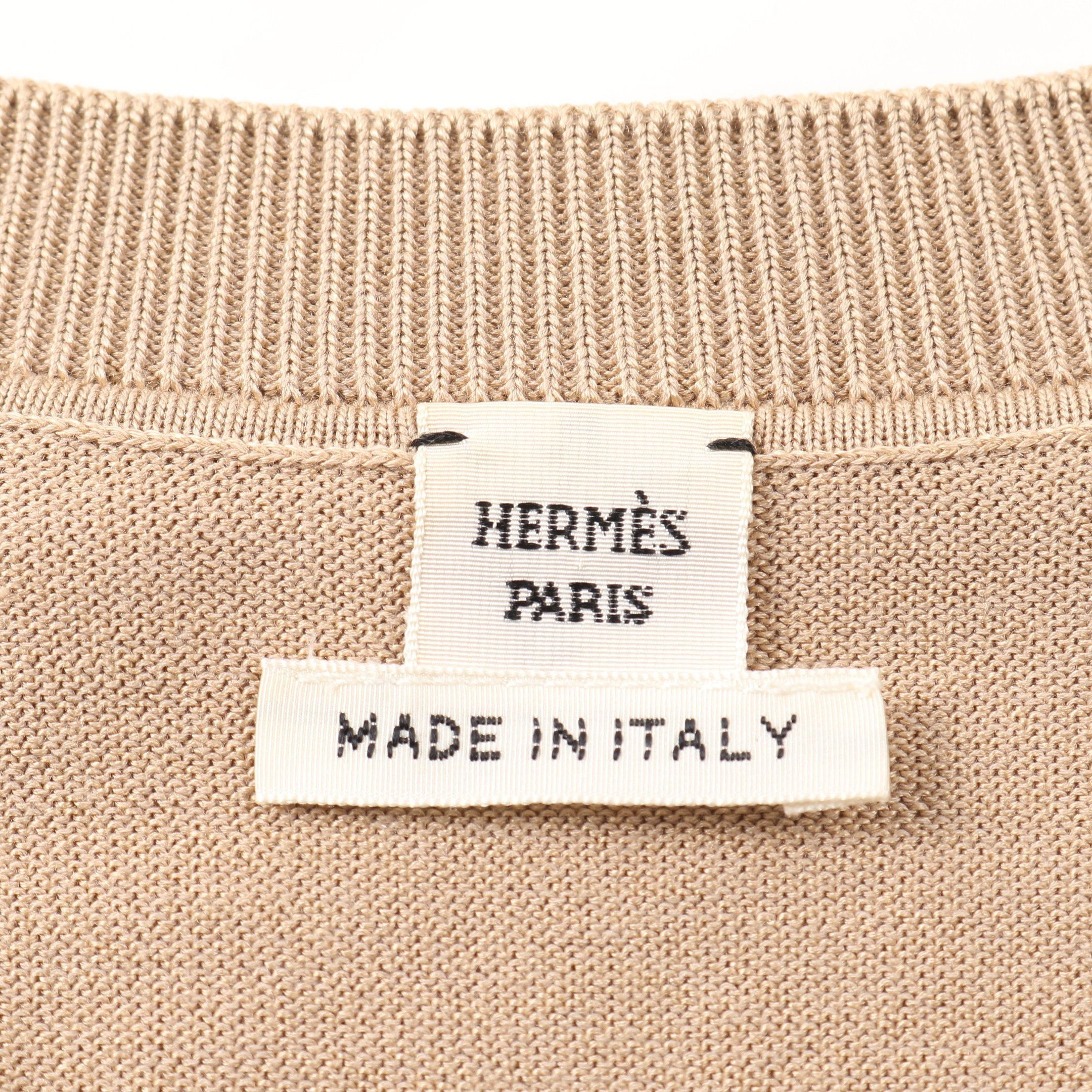 Hermes Hermes H Lift Cardigan Silk Cotton Beige Size ONE SIZE - 3 Thumbnail