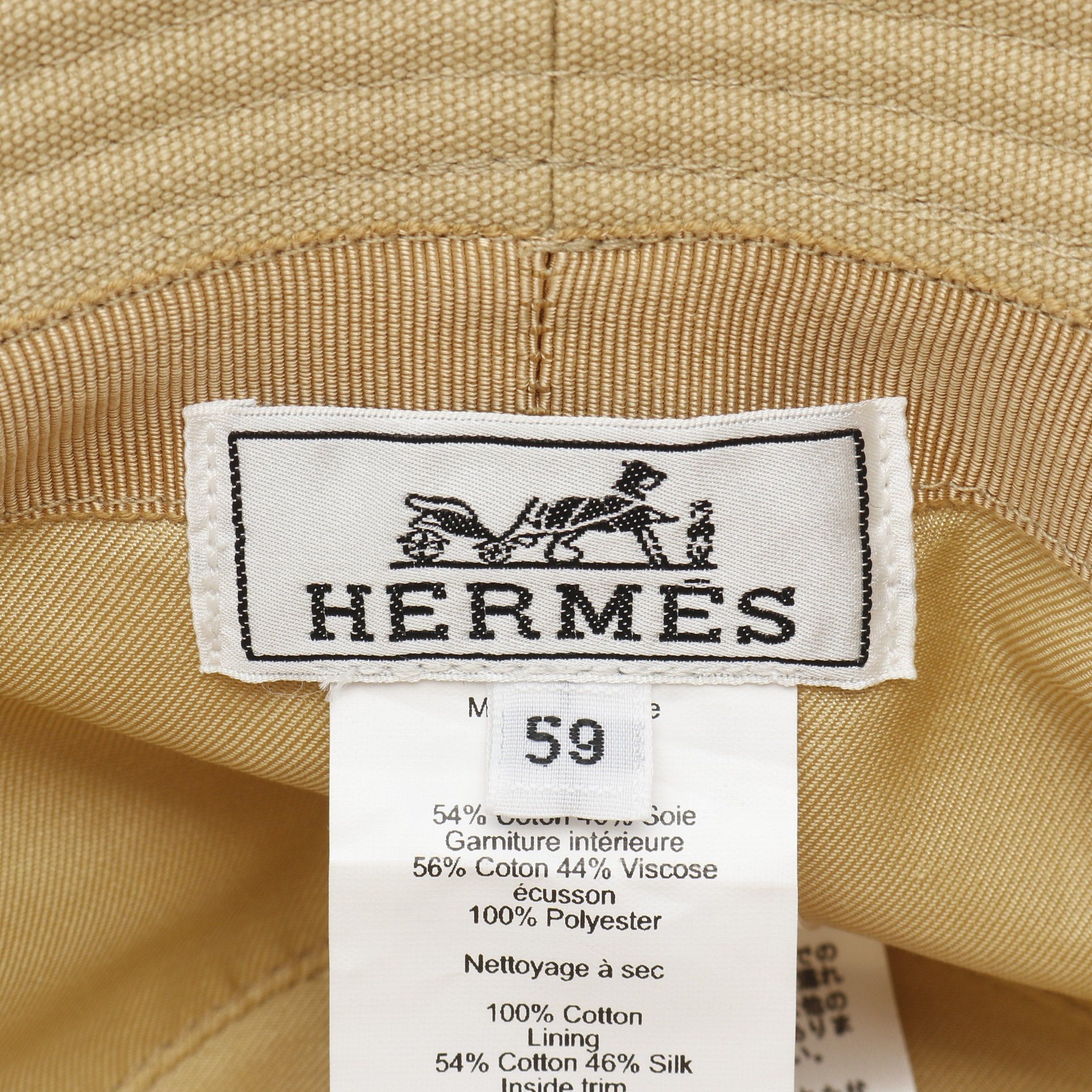 Hermes Hermes Calvi Seashell Bucket Hat Cotton Beige Size ONE SIZE - 4 Thumbnail