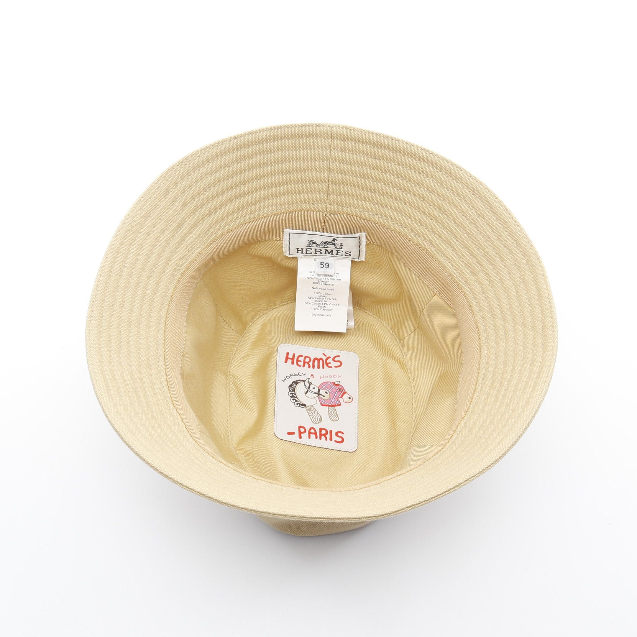 Hermes Hermes Calvi Seashell Bucket Hat Cotton Beige Size ONE SIZE - 3 Thumbnail