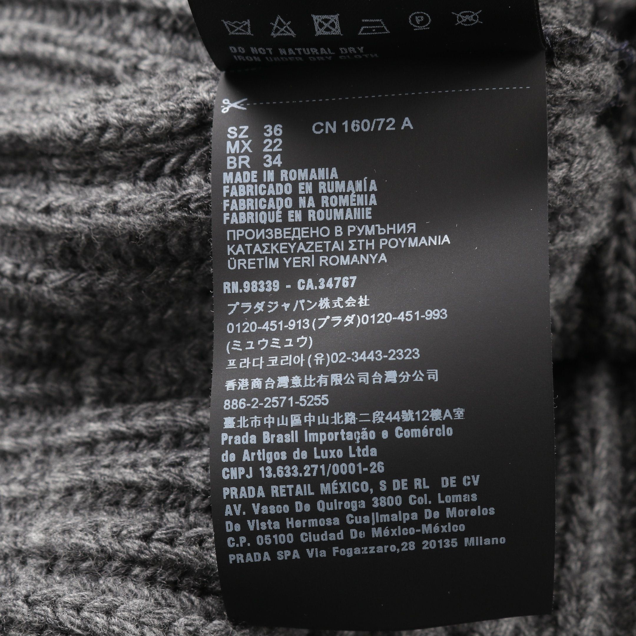 Prada Prada Re-Nylon Knit Wool Cashmere Nylon Gray Black Color-Block Size ONE SIZE - 5 Thumbnail