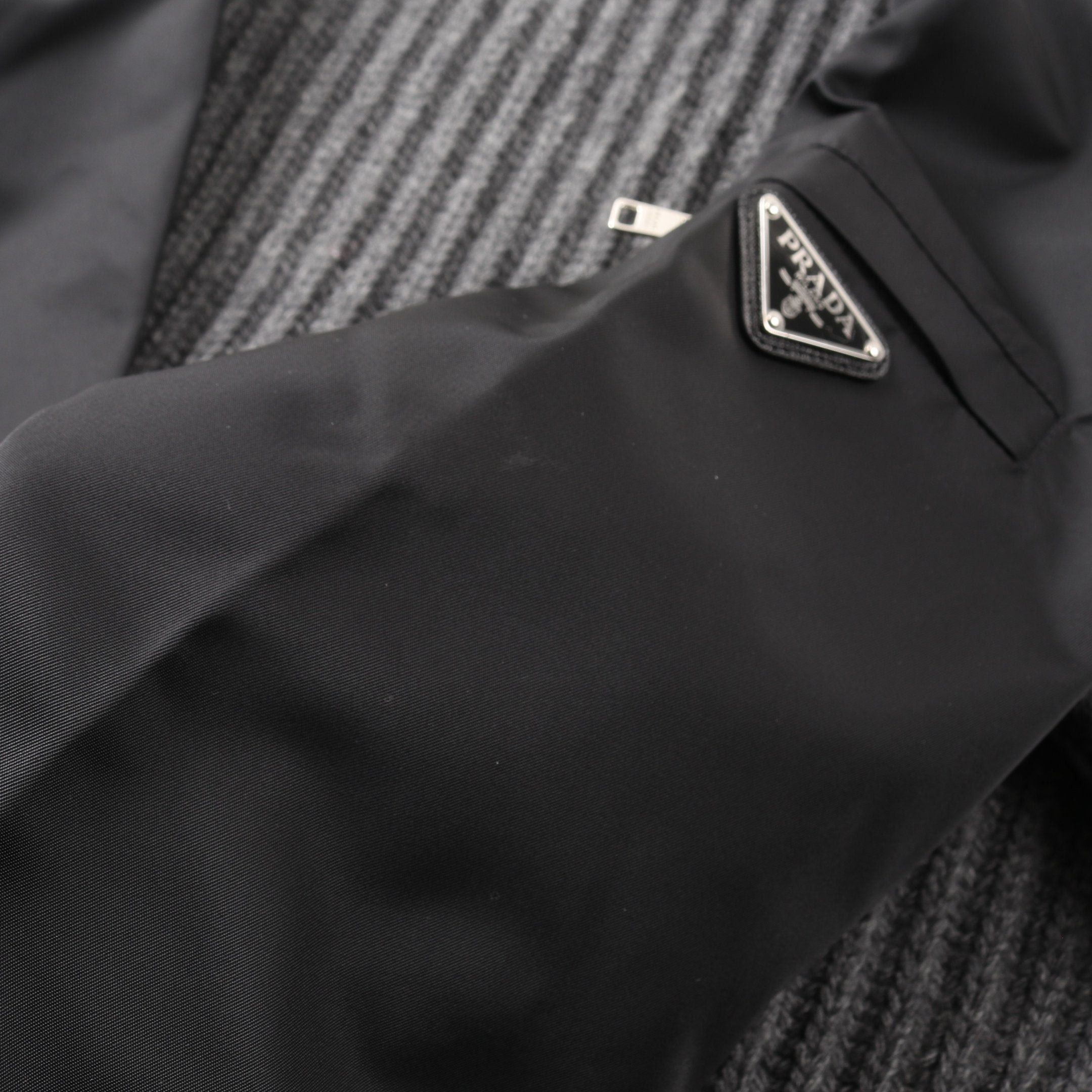 Prada Prada Re-Nylon Knit Wool Cashmere Nylon Gray Black Color-Block Size ONE SIZE - 10 Thumbnail