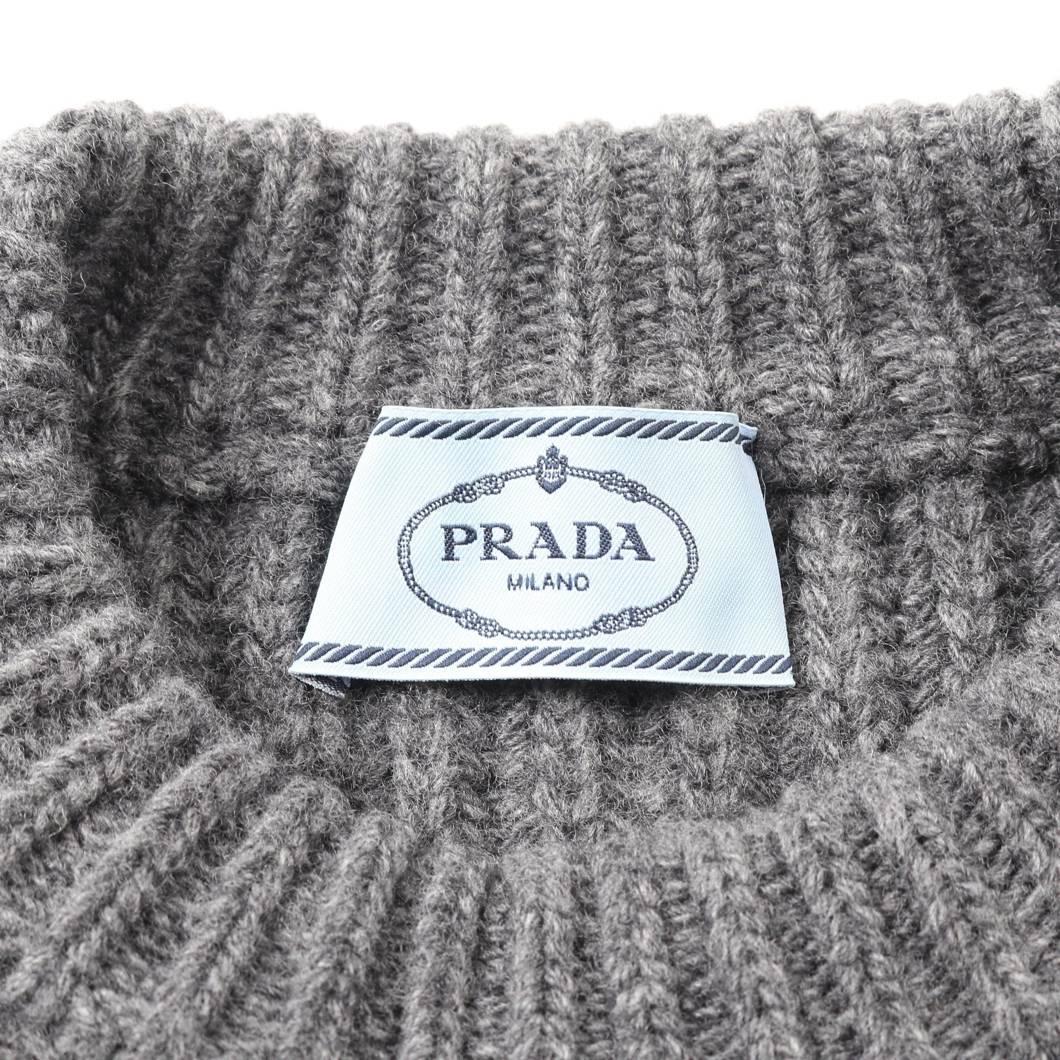 Prada Prada Re-Nylon Knit Wool Cashmere Nylon Gray Black Color-Block Size ONE SIZE - 3 Thumbnail