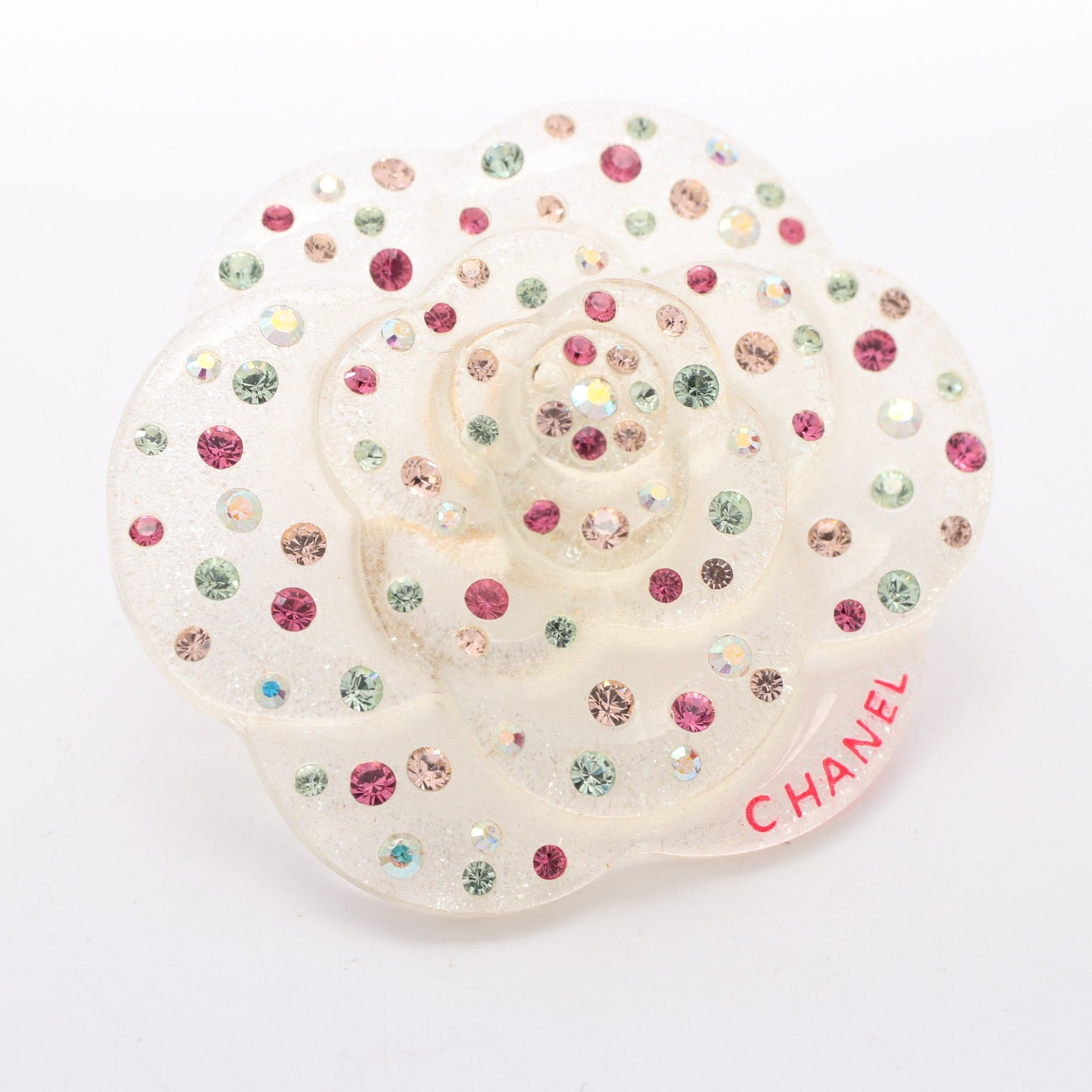 Chanel Chanel Camellia Pin Brooch Rhinestone Clear Multicolor 04A Size ONE SIZE - 6 Thumbnail