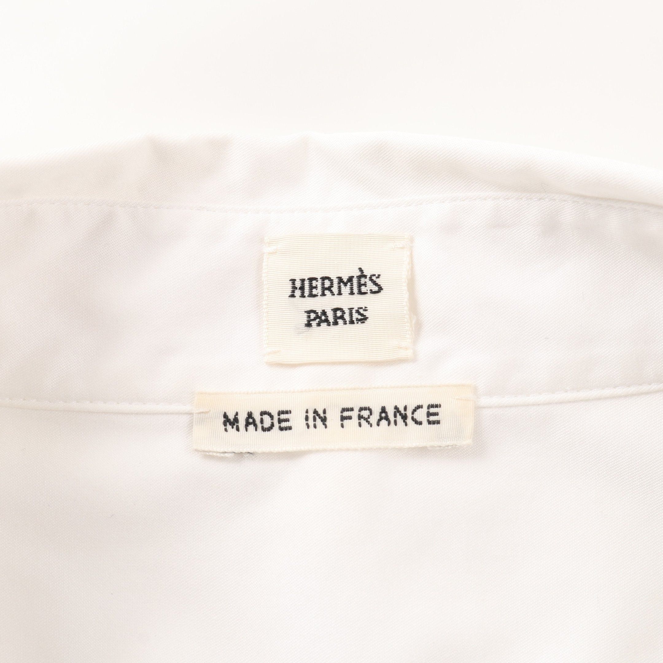 Hermes Hermes Caleche Embroidery Shirt Long Sleeve Cotton White Size ONE SIZE - 3 Thumbnail