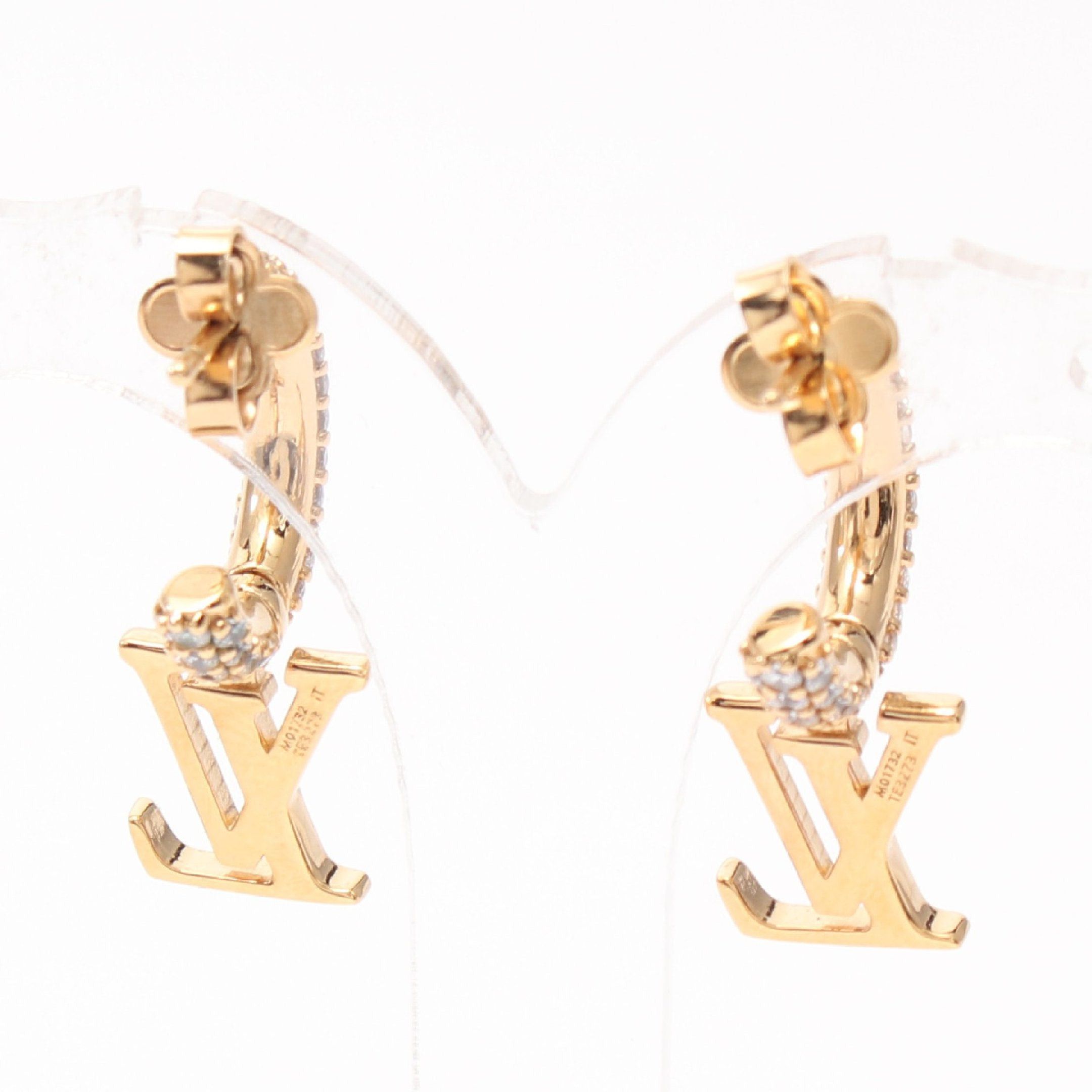 Louis Vuitton Louis Vuitton Hoop Lv Iconic Earrings Gp Rhinestone Gold Clear Size ONE SIZE - 2 Thumbnail