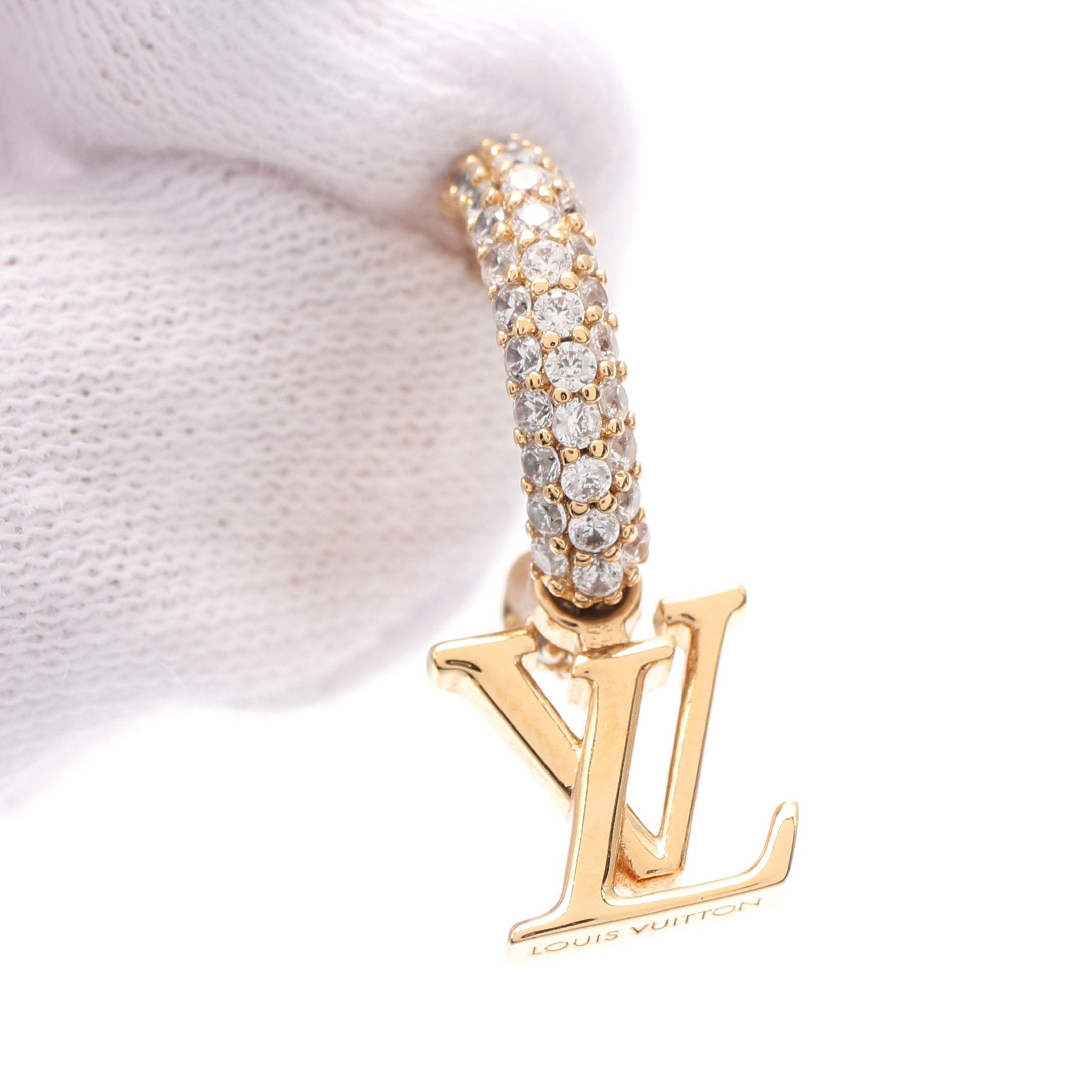 Louis Vuitton Louis Vuitton Hoop Lv Iconic Earrings Gp Rhinestone Gold Clear Size ONE SIZE - 7 Thumbnail