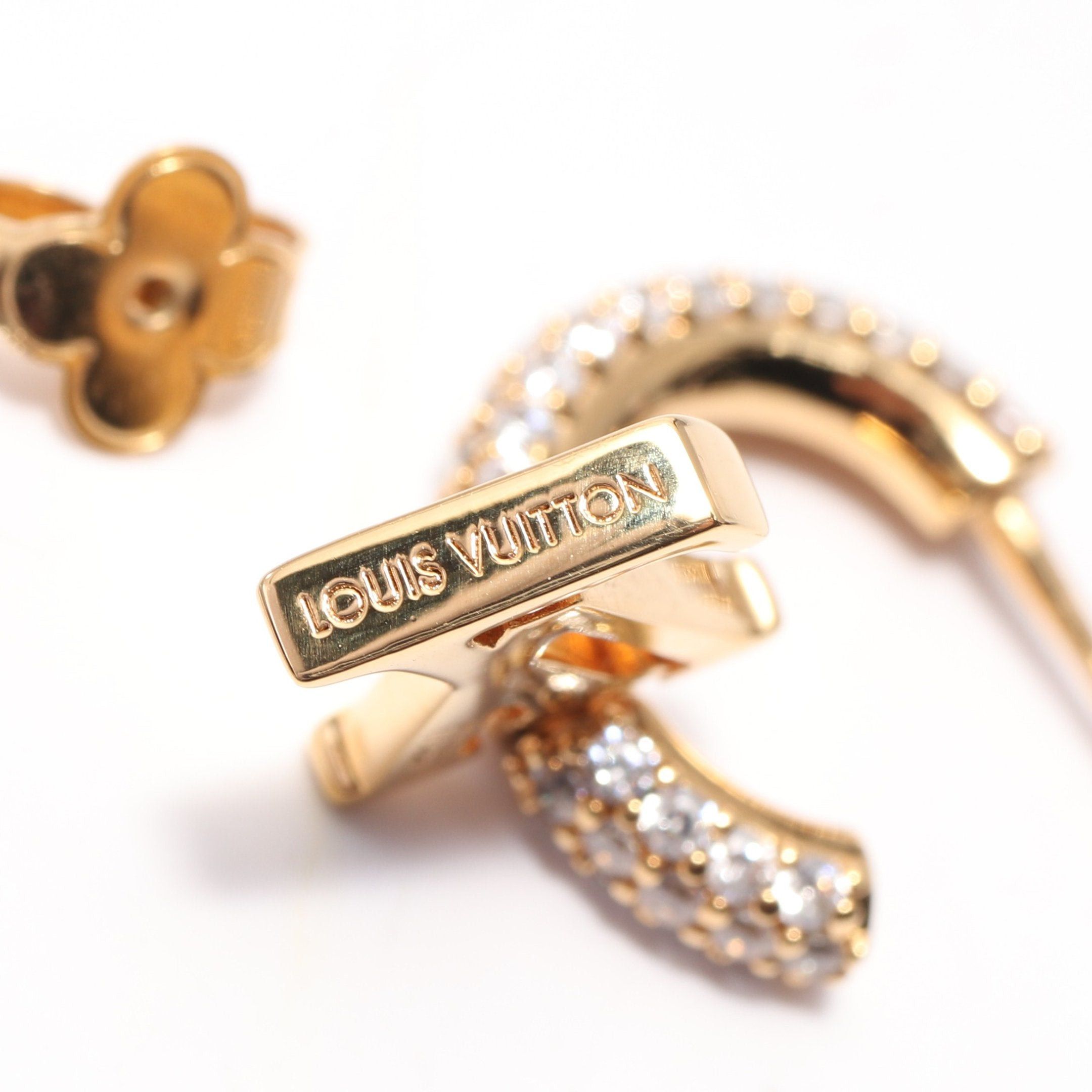 Louis Vuitton Louis Vuitton Hoop Lv Iconic Earrings Gp Rhinestone Gold Clear Size ONE SIZE - 3 Thumbnail