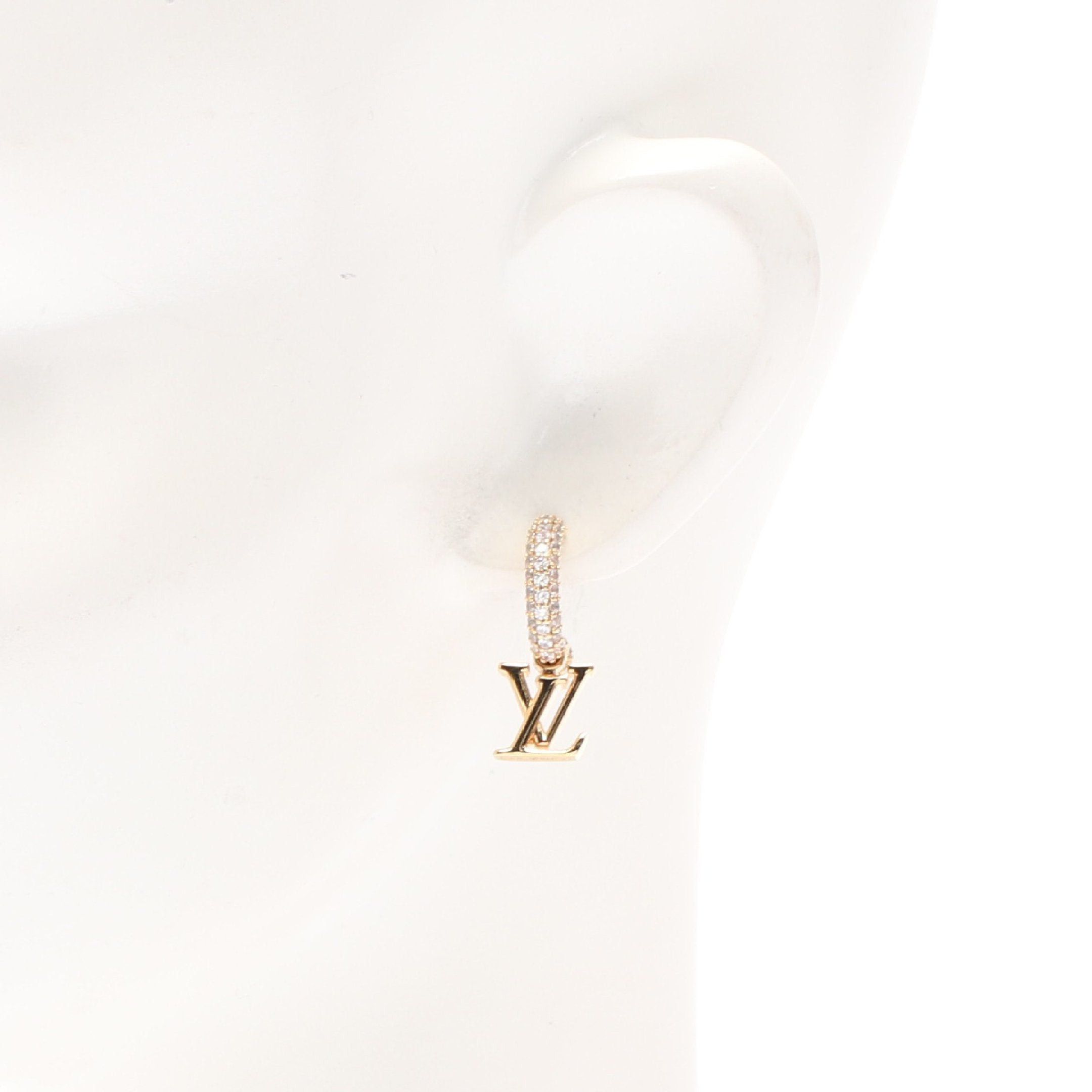Louis Vuitton Louis Vuitton Hoop Lv Iconic Earrings Gp Rhinestone Gold Clear Size ONE SIZE - 4 Thumbnail