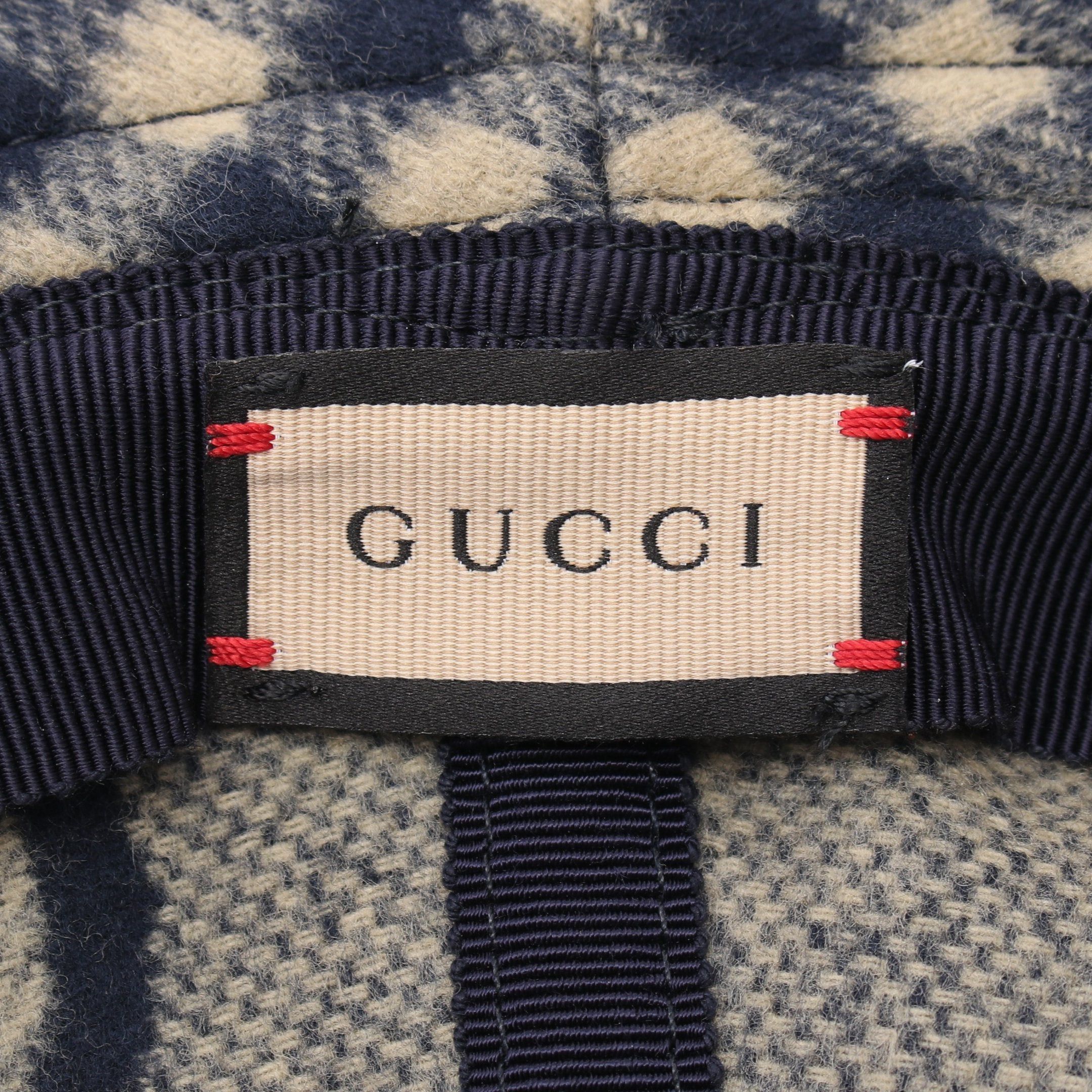 Gucci Gucci Bucket Hat Check Wool Navy Beige Size ONE SIZE - 4 Thumbnail