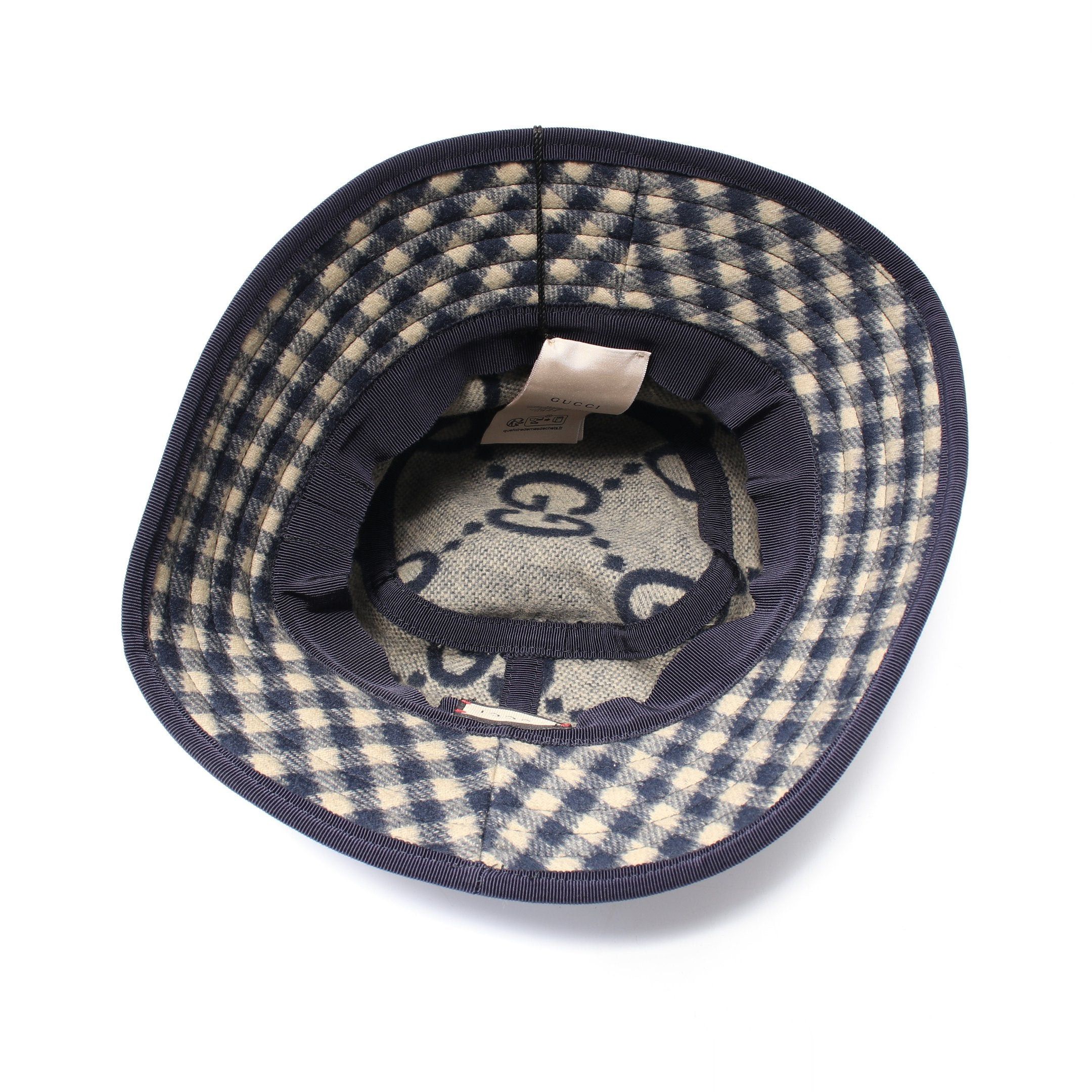 Gucci Gucci Bucket Hat Check Wool Navy Beige Size ONE SIZE - 3 Thumbnail