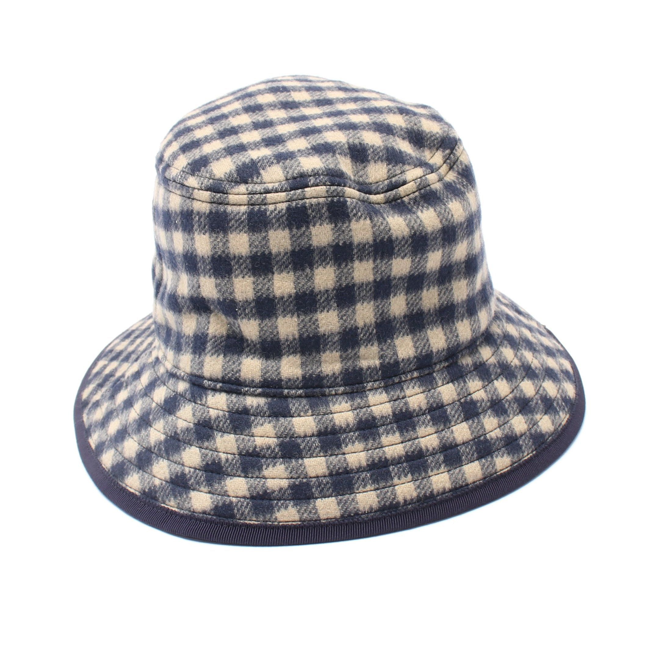 Gucci Gucci Bucket Hat Check Wool Navy Beige Size ONE SIZE - 2 Thumbnail