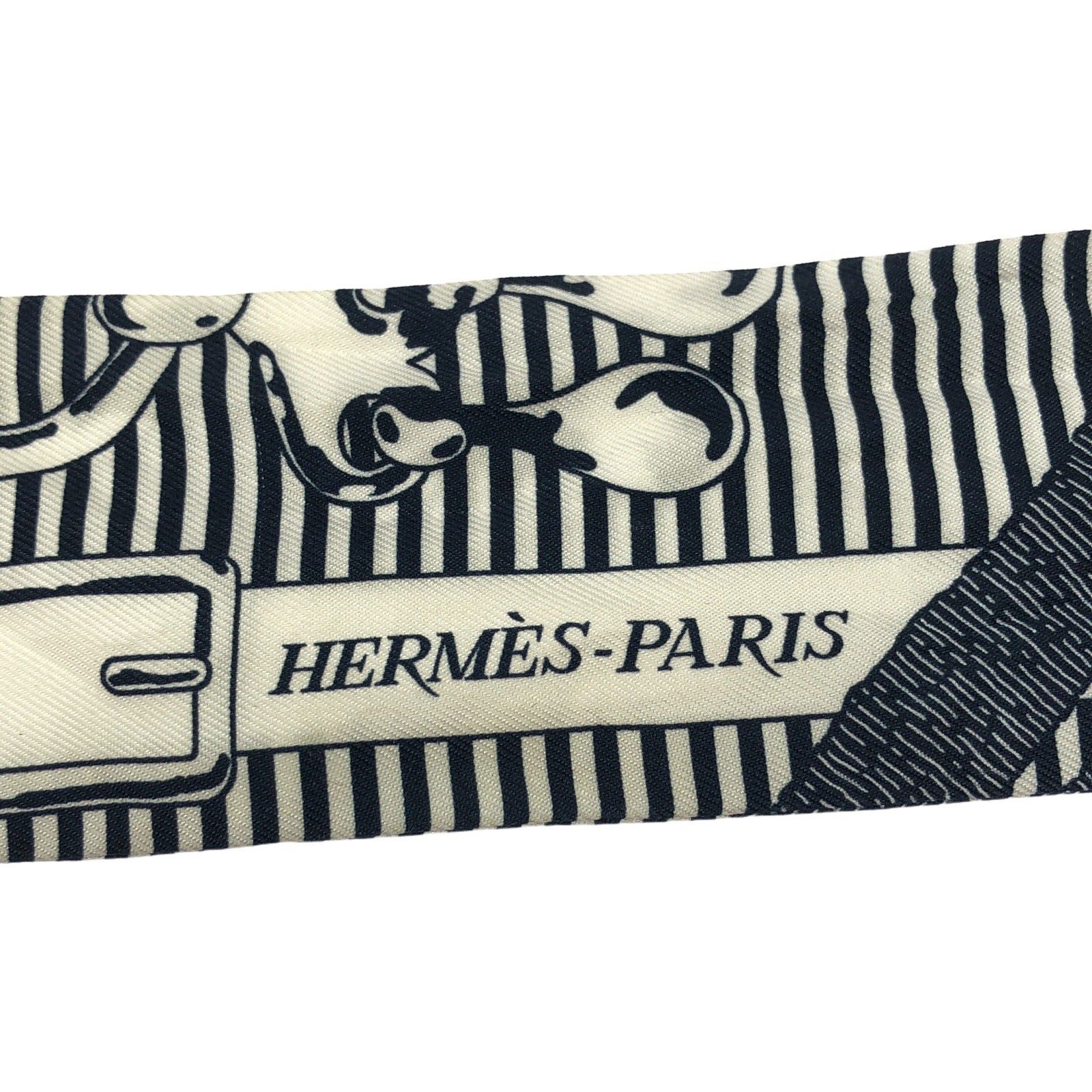 Hermes Hermes Twilly Scarf Silk Navy Size ONE SIZE - 3 Thumbnail
