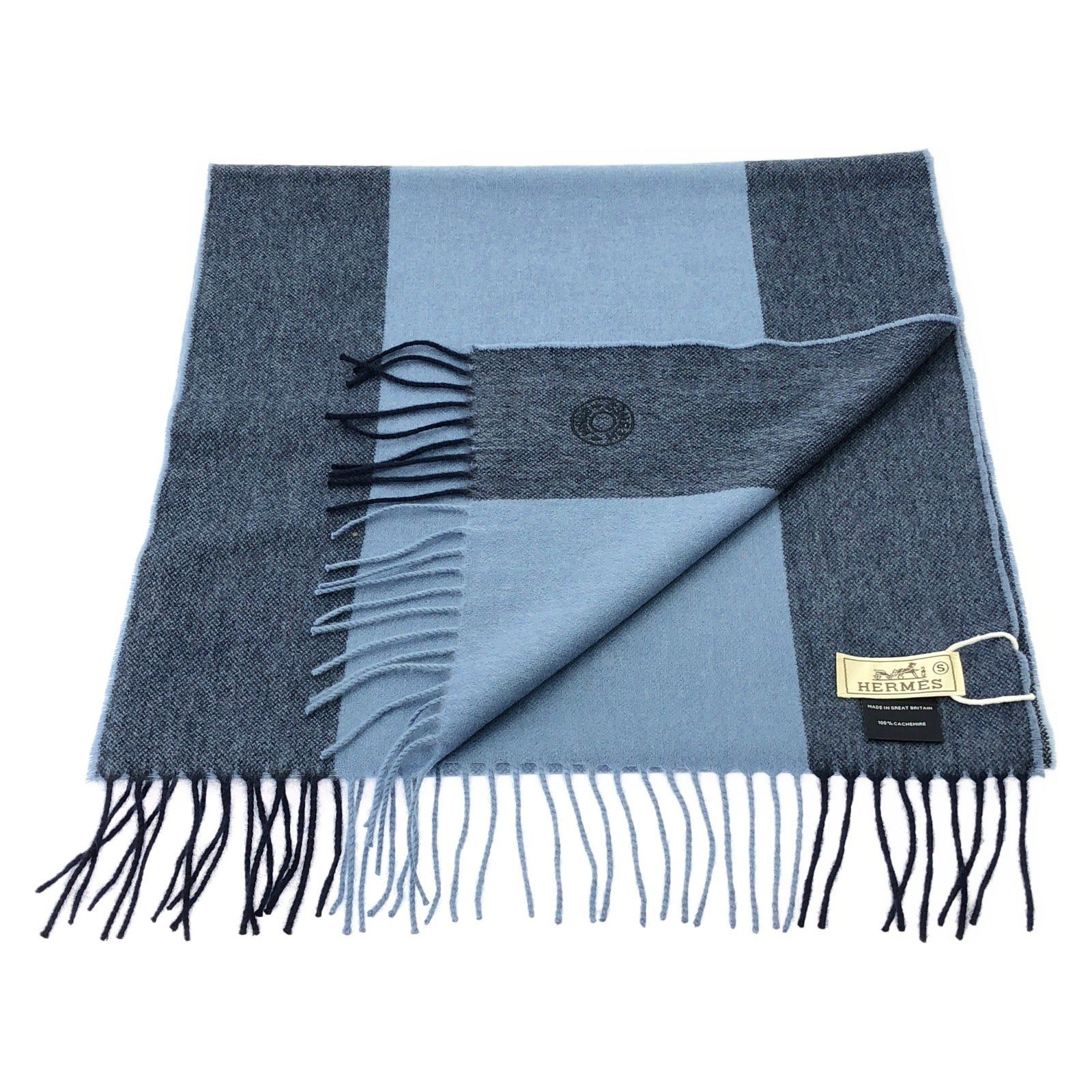 Hermes Hermes Scarf Cashmere Blue Size ONE SIZE - 2 Thumbnail