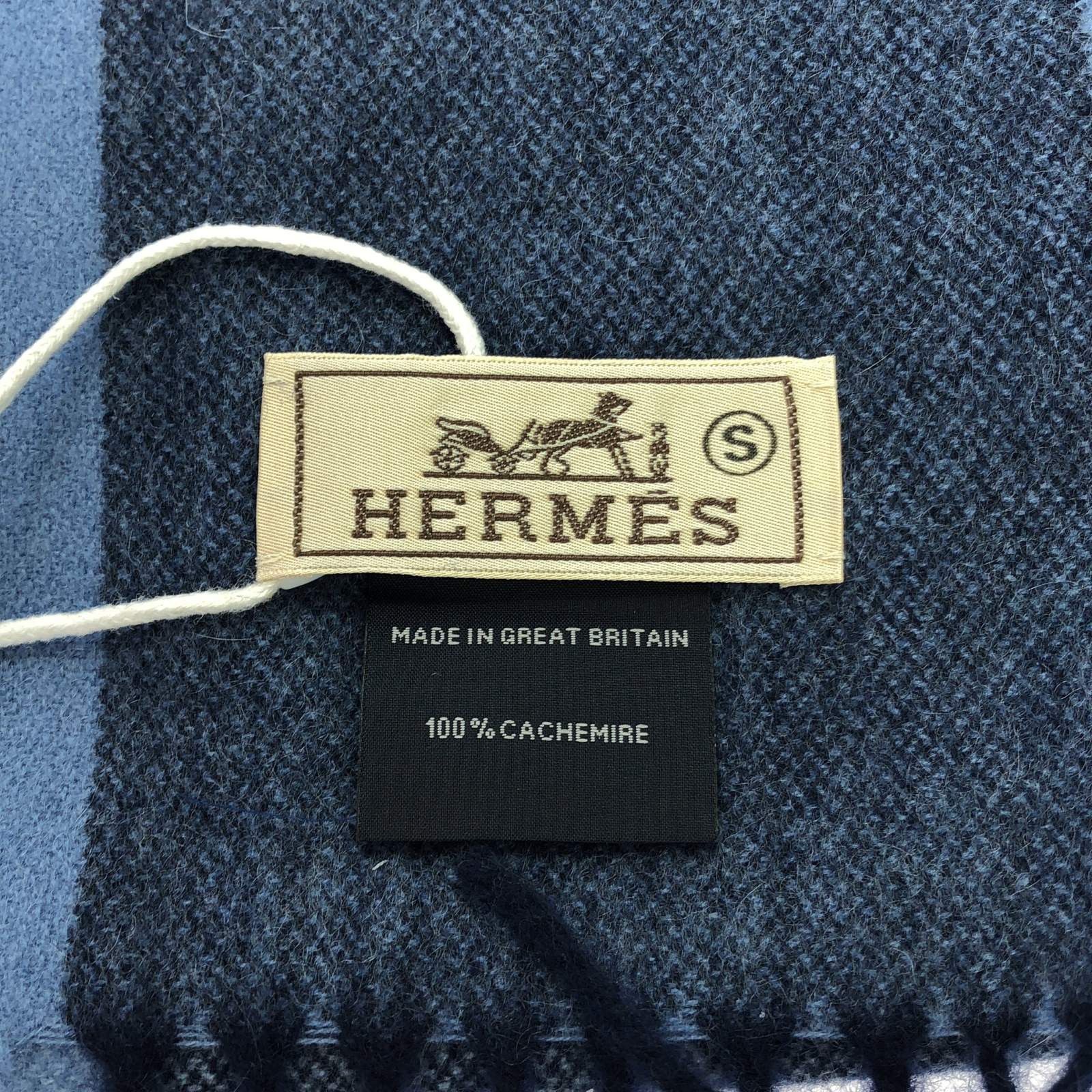 Hermes Hermes Scarf Cashmere Blue Size ONE SIZE - 4 Thumbnail