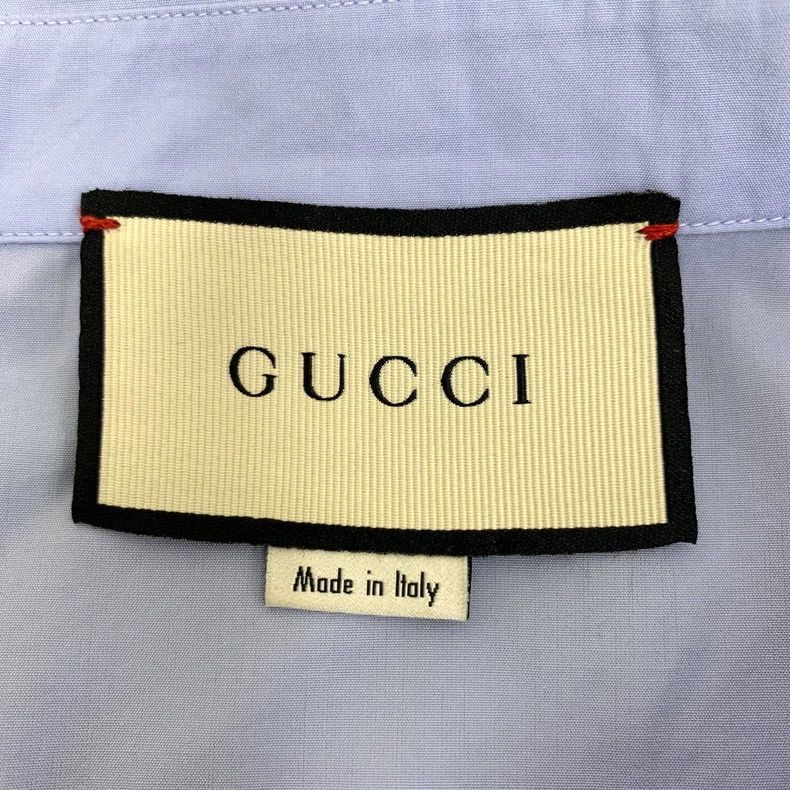 Gucci Gucci Blue Striped Cotton Short Sleeve Shirt - dmc Size US L / EU 52-54 / 3 - 5 Thumbnail