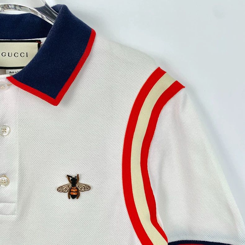 Gucci Gucci White Bee Embroidered Cotton Polo Shirt - dmc Size US S / EU 44-46 / 1 - 3 Thumbnail
