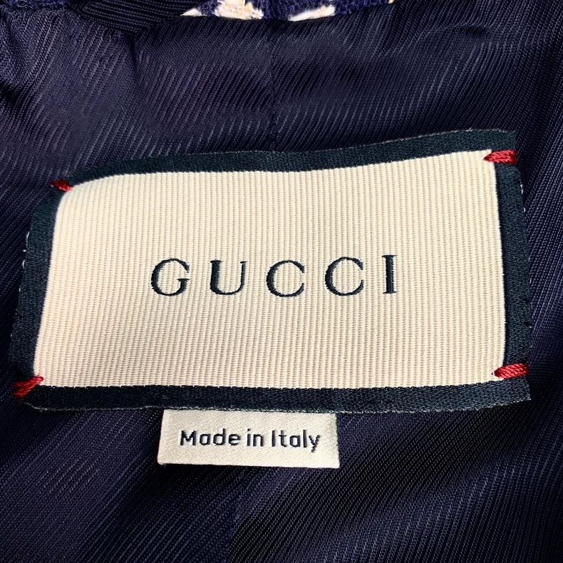 Gucci Gucci Deep Blue Logo Print Double-Breasted Coat - dmc Size US XS / EU 42 / 0 - 6 Thumbnail