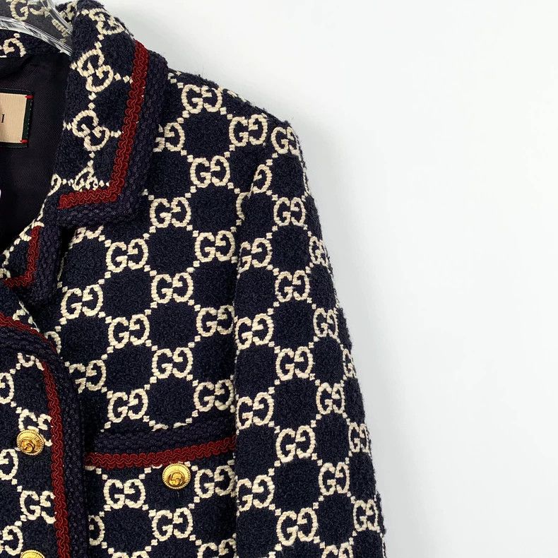 Gucci Gucci Deep Blue Logo Print Double-Breasted Coat - dmc Size US XS / EU 42 / 0 - 3 Thumbnail
