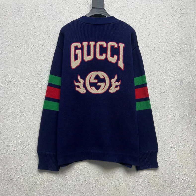 Gucci GUCCI Flame Logo Knit Cardigan Size L - dmc Size US L / EU 52-54 / 3 - 2 Thumbnail