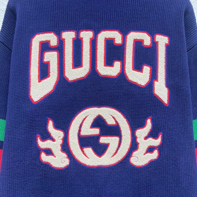 Gucci GUCCI Flame Logo Knit Cardigan Size L - dmc Size US L / EU 52-54 / 3 - 3 Thumbnail
