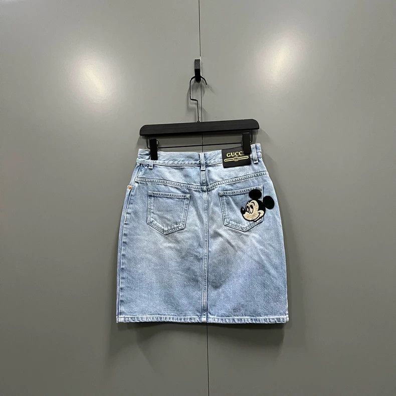 Gucci Gucci x Disney Mickey Embroidered Denim Skirt - dmc Size US 31 - 2 Thumbnail