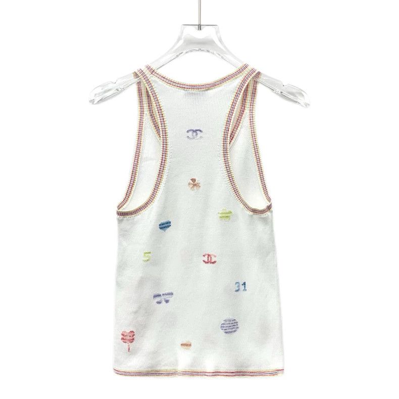 Chanel Chanel White Knit Sleeveless Top with Clover - dmc Size US S / EU 44-46 / 1 - 2 Thumbnail