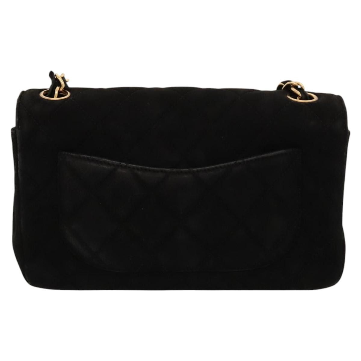 CHANEL Matelasse Chain Shoulder Bag Suede Black CC Auth 116698