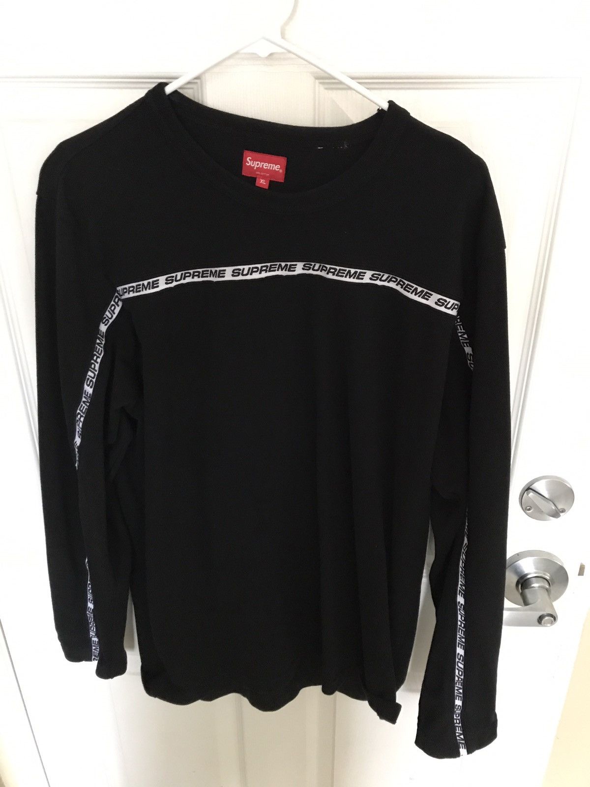 Supreme Tape Stripe L/S Pique Top Black