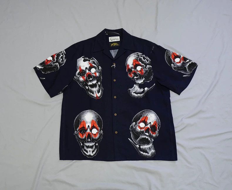 Wacko Maria Hawaiian Shirt with Skull Design - dmc