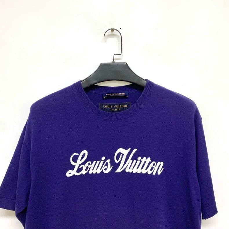 Louis Vuitton Louis Vuitton Blue Logo Knit Short Sleeve Shirt - dmc Size US L / EU 52-54 / 3 - 5 Thumbnail