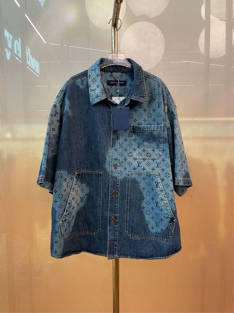 Louis Vuitton Louis Vuitton Blue Denim Short Sleeve Shirt - dmc Size US XL / EU 56 / 4 - 2 Thumbnail