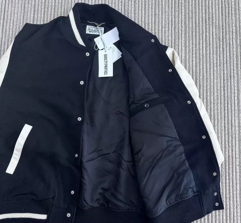 WACKO MARIA Leather Varsity Jacket Black - dmc