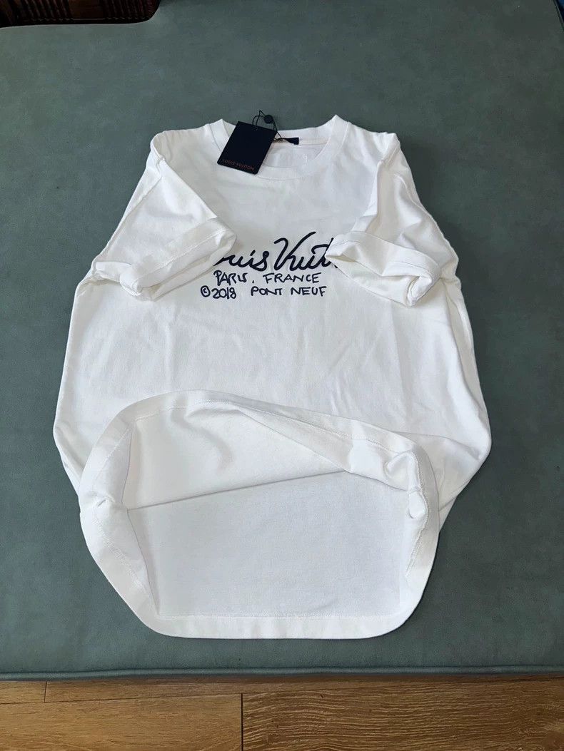 Louis Vuitton Louis Vuitton White Short Sleeve Embroidered T-Shirt - dmc Size US L / EU 52-54 / 3 - 6 Thumbnail