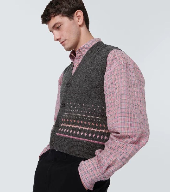 Our Legacy Gray Wool Vest with Colorful Pattern - dmc Size US L / EU 52-54 / 3 - 8 Thumbnail