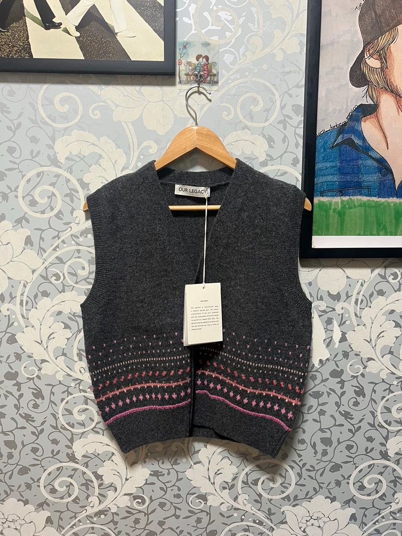 Our Legacy Gray Wool Vest with Colorful Pattern - dmc Size US L / EU 52-54 / 3 - 2 Thumbnail