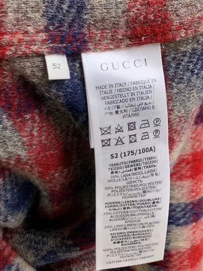 Gucci Gucci Wool Plaid Shirt Jacket with Embroidery - dmc Size US XXL / EU 58 / 5 - 6 Thumbnail