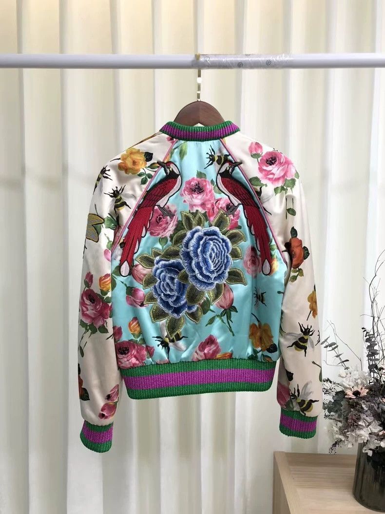 Gucci Gucci Floral Embroidered Baseball Jacket - dmc Size US XL / EU 56 / 4 - 3 Thumbnail