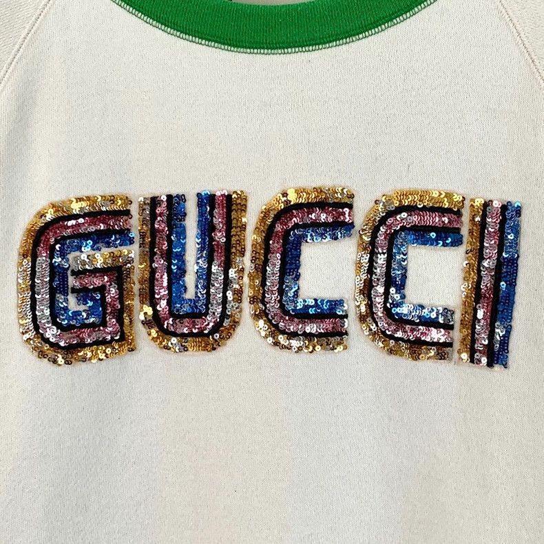 Gucci Gucci Beige Logo Sequined Long Sleeve Sweatshirt - dmc Size US M / EU 48-50 / 2 - 4 Thumbnail