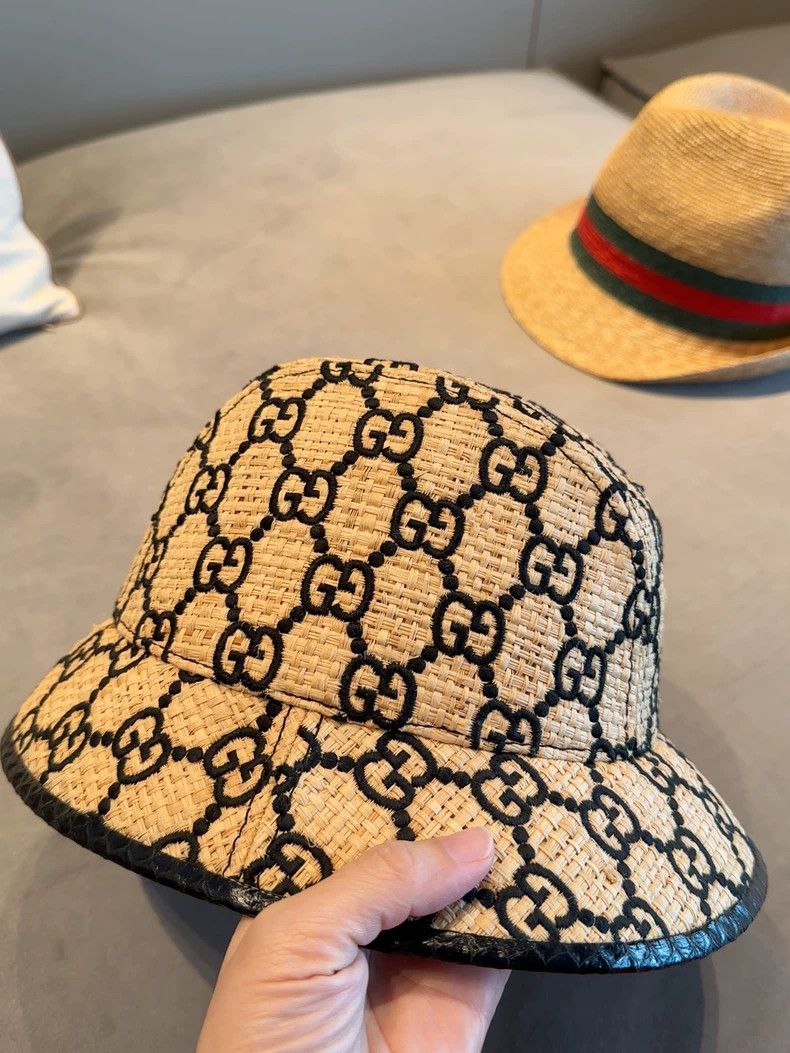 Gucci Gucci Logo Woven Straw Hat - dmc Size ONE SIZE - 2 Thumbnail