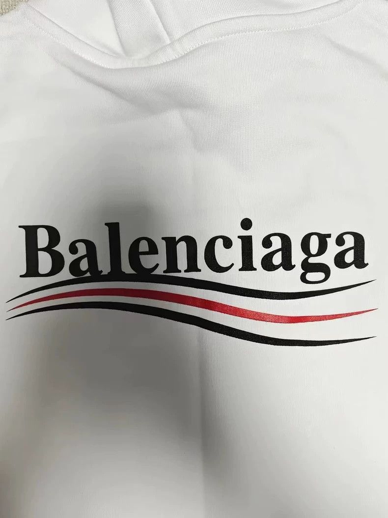 Balenciaga Balenciaga Logo Hooded Sweatshirt in White - dmc Size US S / EU 44-46 / 1 - 3 Thumbnail