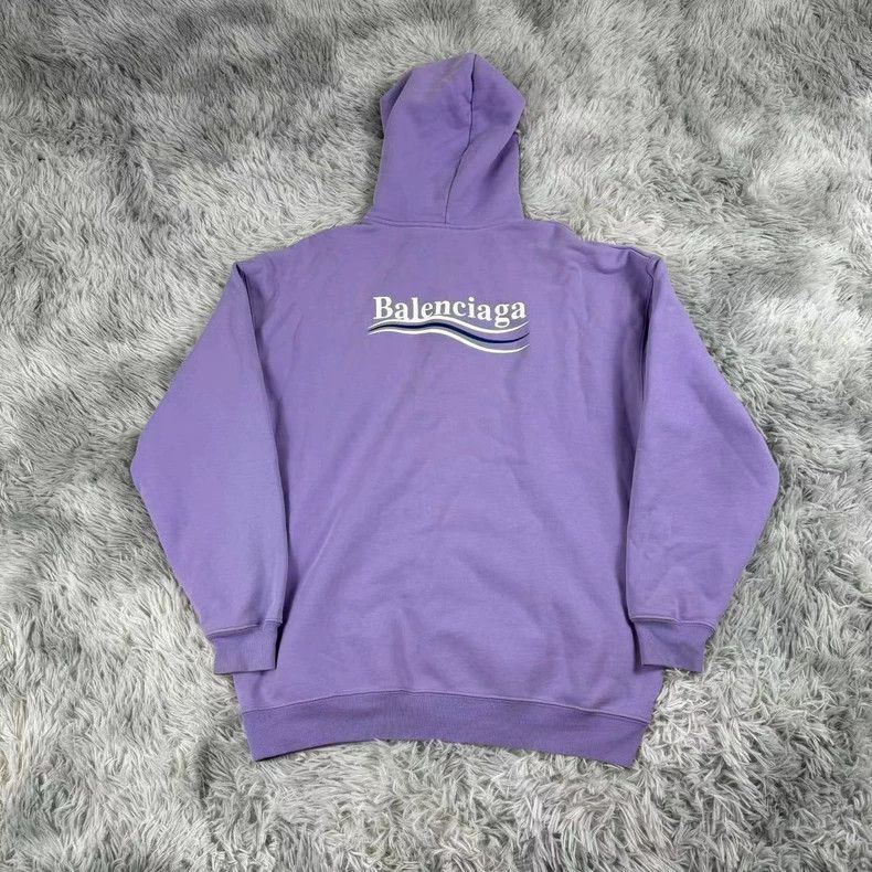 Balenciaga Balenciaga Purple Embroidered Hoodie for Men - dmc Size US XS / EU 42 / 0 - 5 Thumbnail