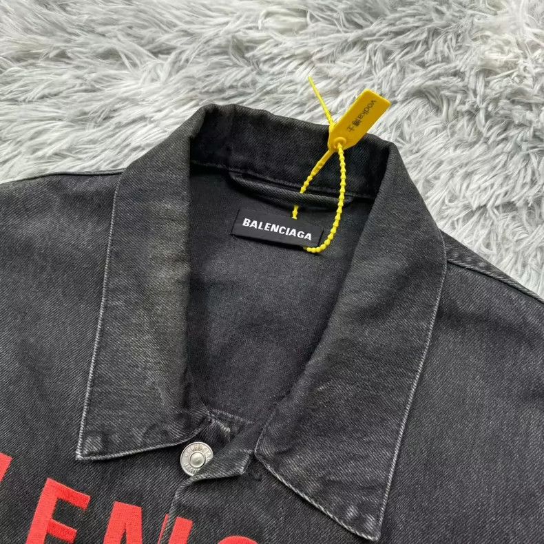 Balenciaga Balenciaga Embroidered Denim Jacket with Red Letters - dmc Size US XXL / EU 58 / 5 - 4 Thumbnail