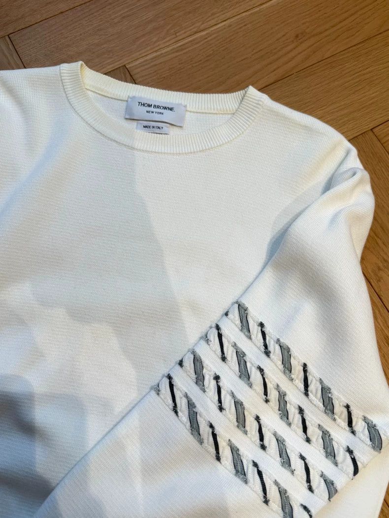 Thom Browne White Knit Sweater for Men - dmc