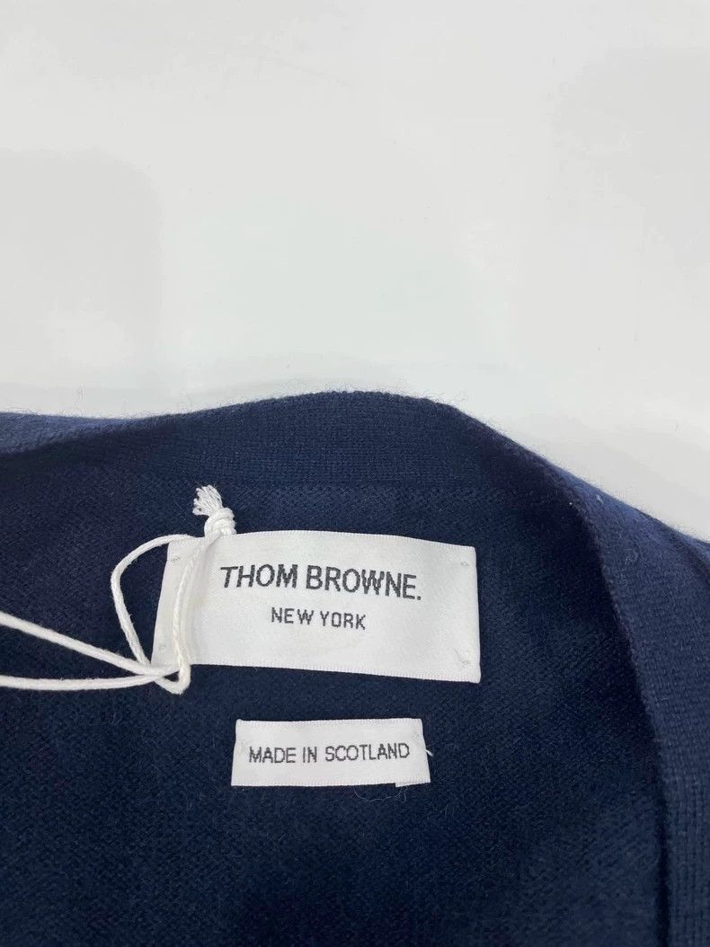 Thom Browne Thom Browne Navy Cashmere Cardigan with Stripes - dmc Size US S / EU 44-46 / 1 - 4 Thumbnail