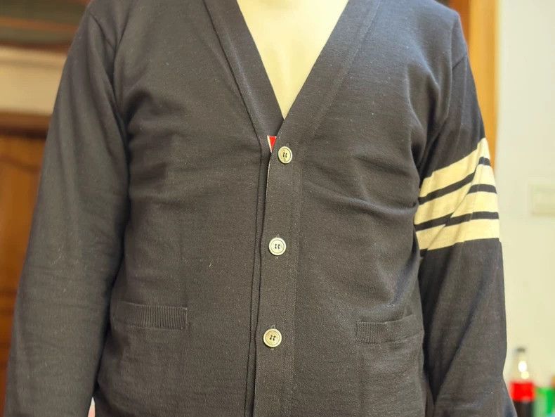 Thom Browne Thom Browne Blue White Wool Cardigan - dmc Size US M / EU 48-50 / 2 - 2 Thumbnail